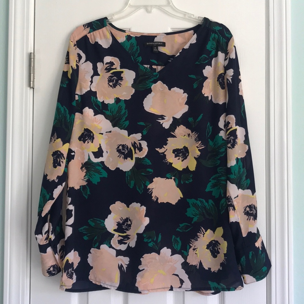 Banana Republic Floral Long Sleeve Top Size Medium